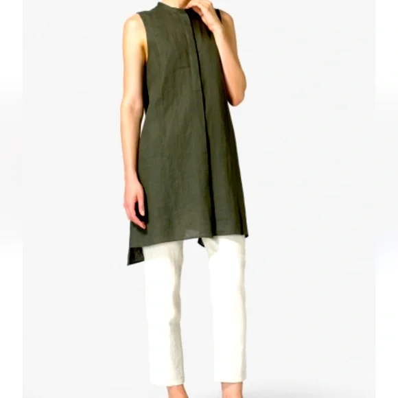 chinese dress ladies Linen Maxi Dress with Pockets main image 1